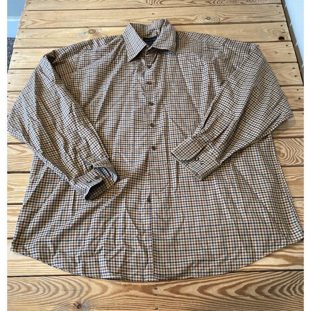 Scott Barber Button Down Check Shirt Size 2XL Men’s Brown Long Sleeve